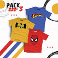 Pack of 3 Super Heroes T-Shirt For Kids - BAT-SUP-SPI_3