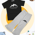 Black Graphic Regardless Tee & Trouser for Kids