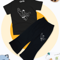 Black Graphic Superman Tee & Trouser for Kids