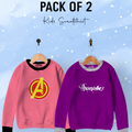 Pack of 2 Contrast Rib Sweat Shirts (AWSOME-AVENGERS)
