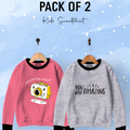 Pack of 2 Contrast Rib Sweat Shirts (SAYCHEESE-YOUAMAZING)
