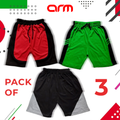 Pack of 3 Shorts For Kids - 02 (RDBL-HGBL-GRBL)