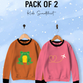 Pack of 2 Contrast Rib Sweat Shirts (AEROPLANE-FROG)