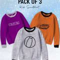Pack of 3 Contrast Rib Sweat Shirts (BBALL-SCAR-CUTE)