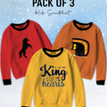 Pack of 3 Contrast Rib Sweat Shirts (KING-UNICORN-WHATGOING)