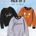 Pack of 3 Contrast Rib Sweat Shirts (SMILE-TIME-CATFACE)