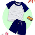 Navy Blue Basic Raglan Short Set
