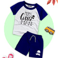 Moms Little Navy Blue Printed Raglan Short Set