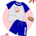 Head Phone Royal Blue Printed Raglan Short Set