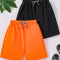 Pack of 2 Shorts For Kids (Black & Orange)