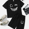 Black Clone Graphic Printed T-Shirt & Black Printed Short Set