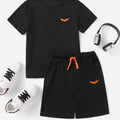 Eagle Graphic Printed T-Shirt & Black Short Set