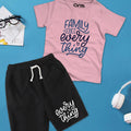 Family is Everything Printed T-Shirt & Black Short Set