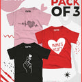 Pack of 3 T-Shirt For Kids - (HeartBeat-MamasHeart-NourishingHeart)