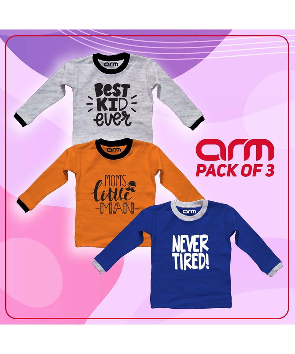 Pack of 3 Contrast Rib Sweat Shirts (BKID-MOM-NEVER)