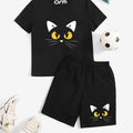 Cat Printed T-Shirt & Short Set