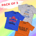 Pack of 3 T-Shirt For Kids - (LITTLEMISTER-BELIEVE-MYDADDYHERO)