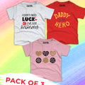 Pack of 3 T-Shirt For Kids - (LUCKMOM-COOKIES-DADDYHERO)