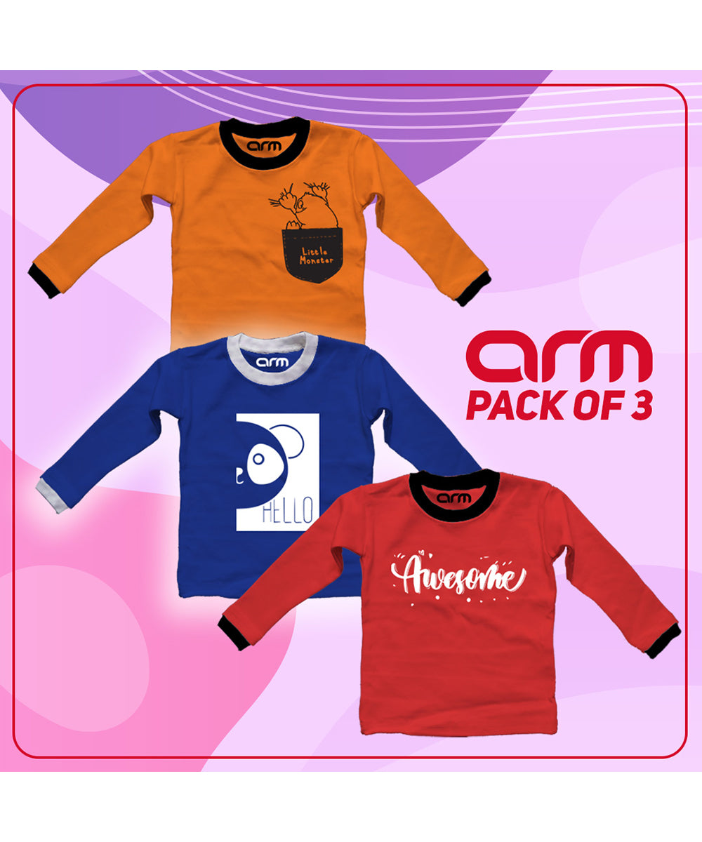 Pack of 3 Contrast Rib Sweat Shirts (MONS-PAND-AWES)