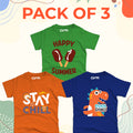 Pack of 3 T-Shirt For Kids - (CHILL-HAPPY-DINO)