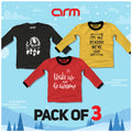Pack of 3 Contrast Rib Sweat Shirts (ROAR-LATE-WAKEUP)
