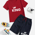 Red King Printed T-Shirt & Black Short Set