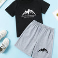 Black Graphic Regardless Printed T-Shirt & Heather Gray Short Set