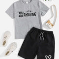 Heather Gray You are Amazing Printed T-Shirt & Black Short Set