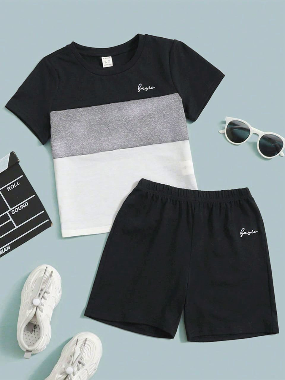 Pattern T-Shirt & Short Set For Kid