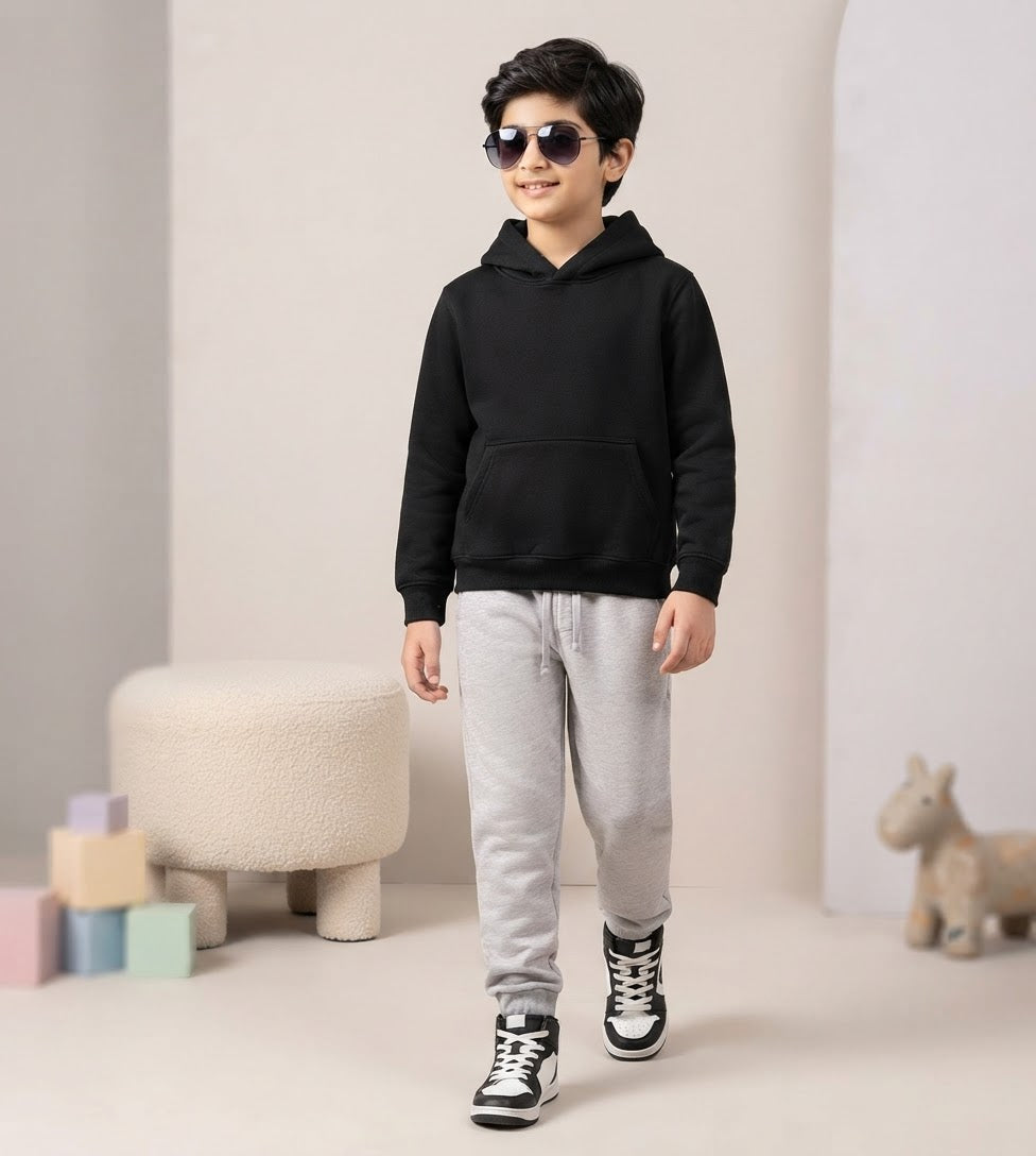 Basic Black Hoodie & Trouser Set for Kids