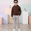 Basic Brown Hoodie & Trouser Set for Kids