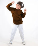 Basic Brown Hoodie Set for Kids