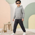 Basic Heather Gray Hoodie & Trouser Set for Kids
