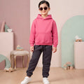 Basic Pink Hoodie & Trouser Set for Kids