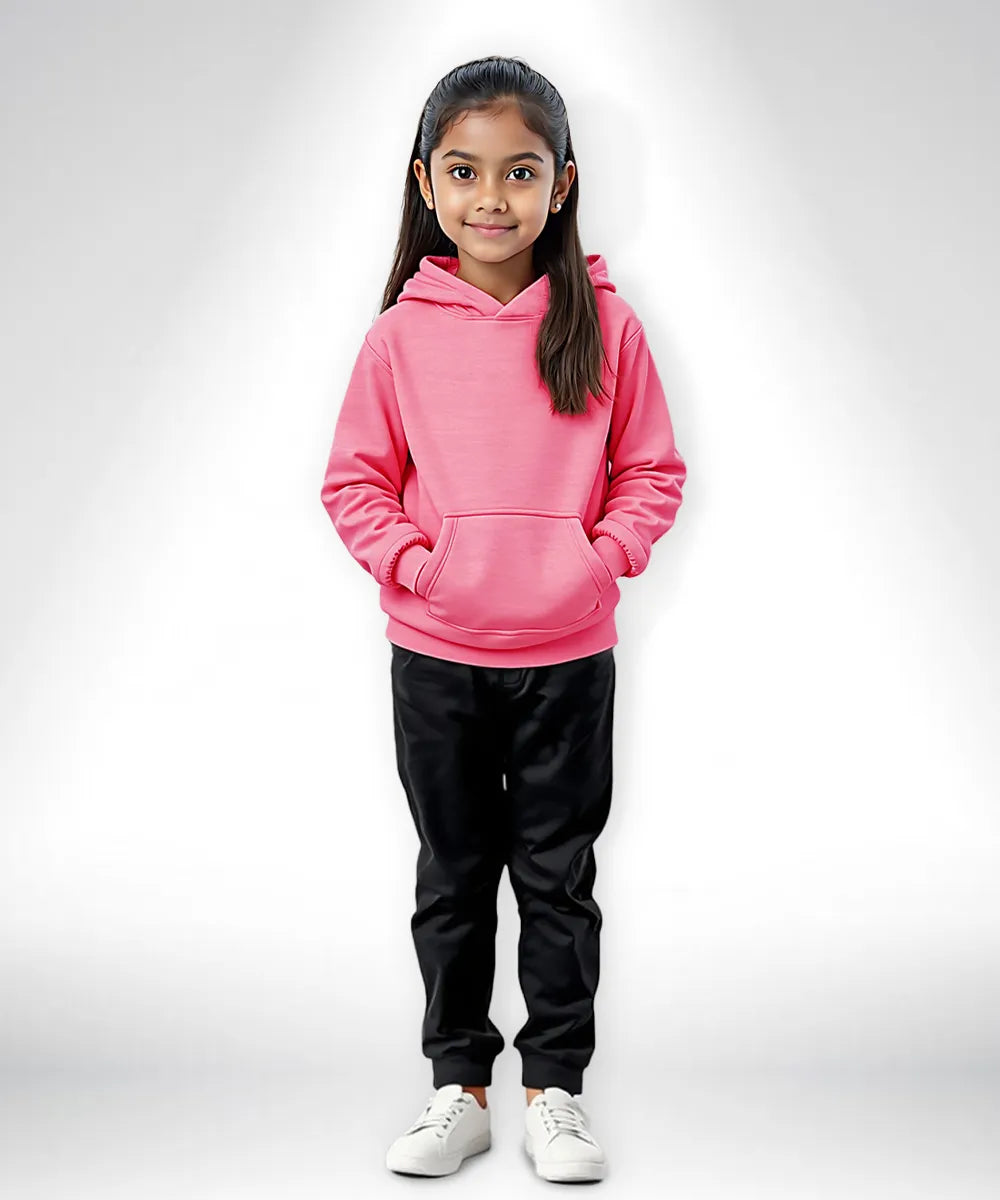 Basic Pink Hoodie Set for Kids