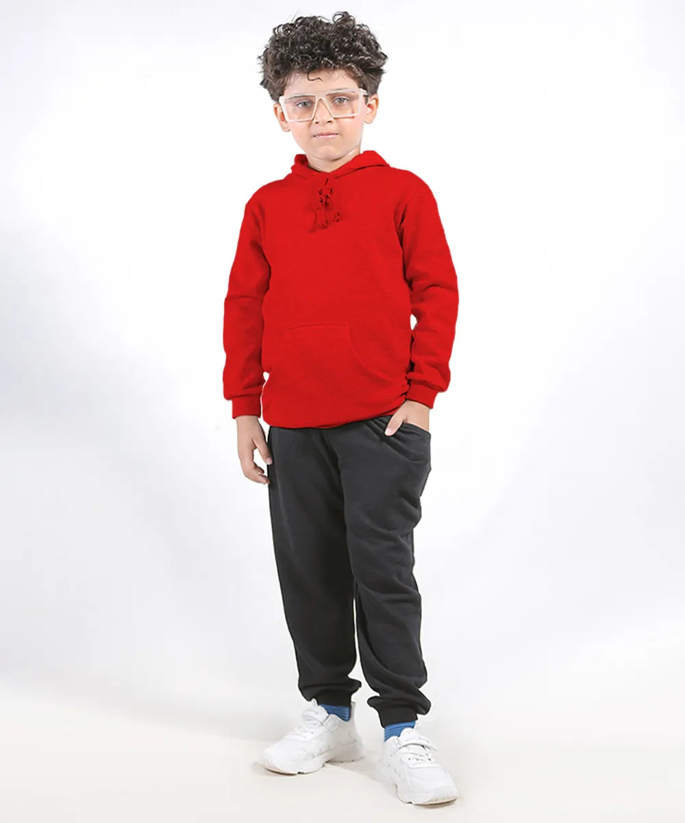 Basic Red Hoodie Set for Kids