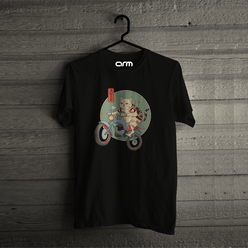 Cat Biker T-Shirt (CatDriver-01HS)