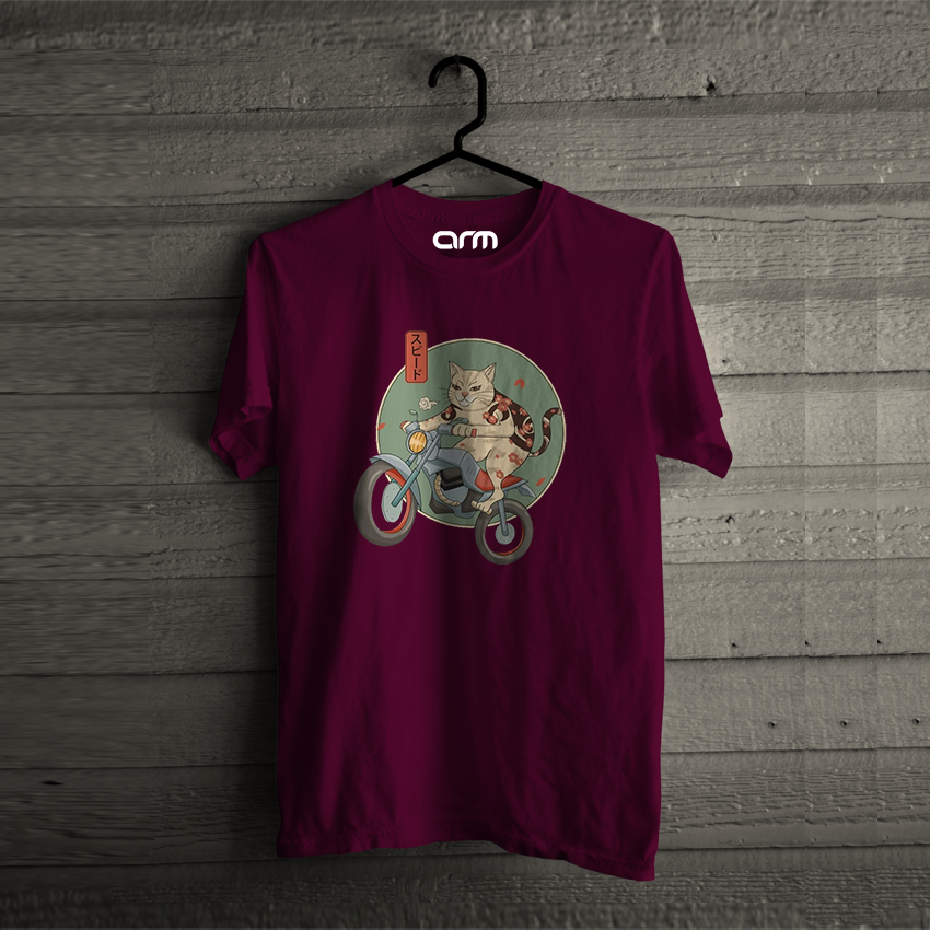 Cat Biker T-Shirt (CatDriver-01HS)