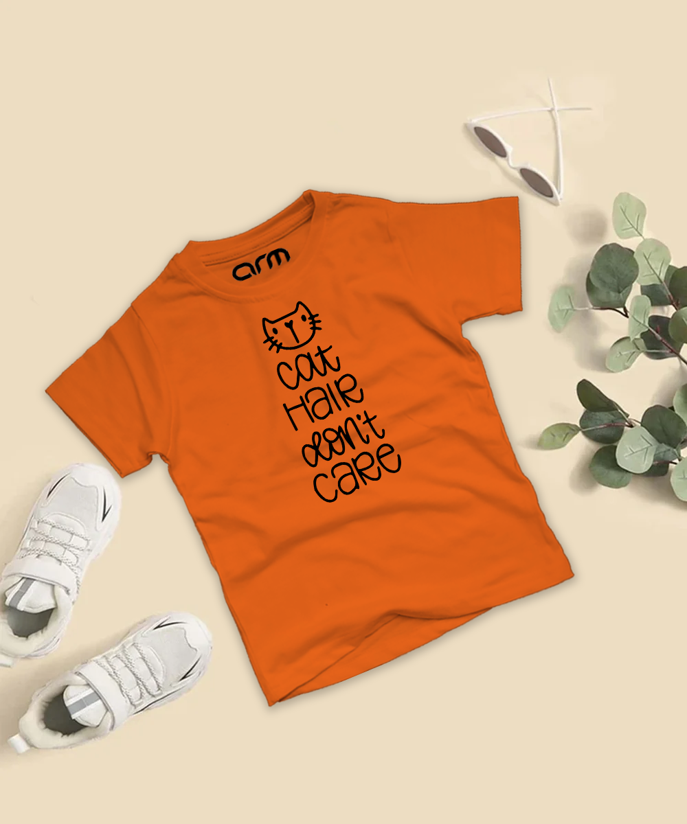 Cat Hair Don't Care T-Shirt For Kids