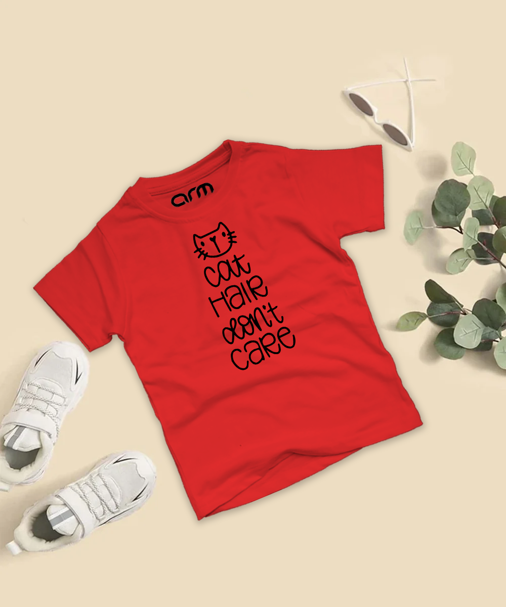 Cat Hair Don't Care T-Shirt For Kids