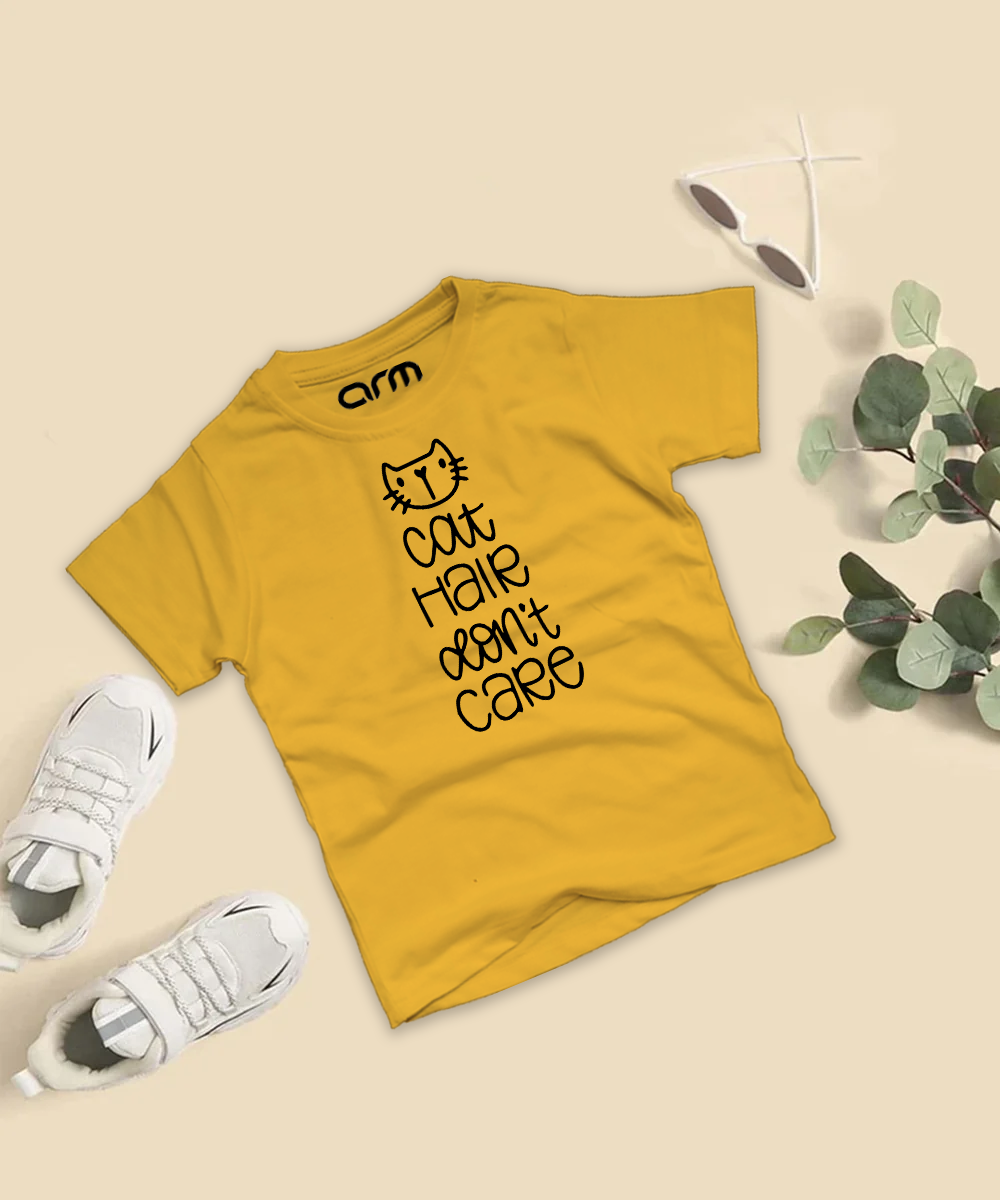 Cat Hair Don't Care T-Shirt For Kids