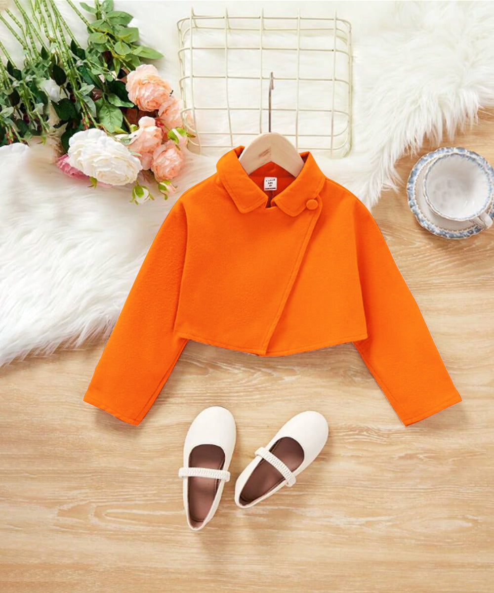 Orange Cross Button Jacket for Kids