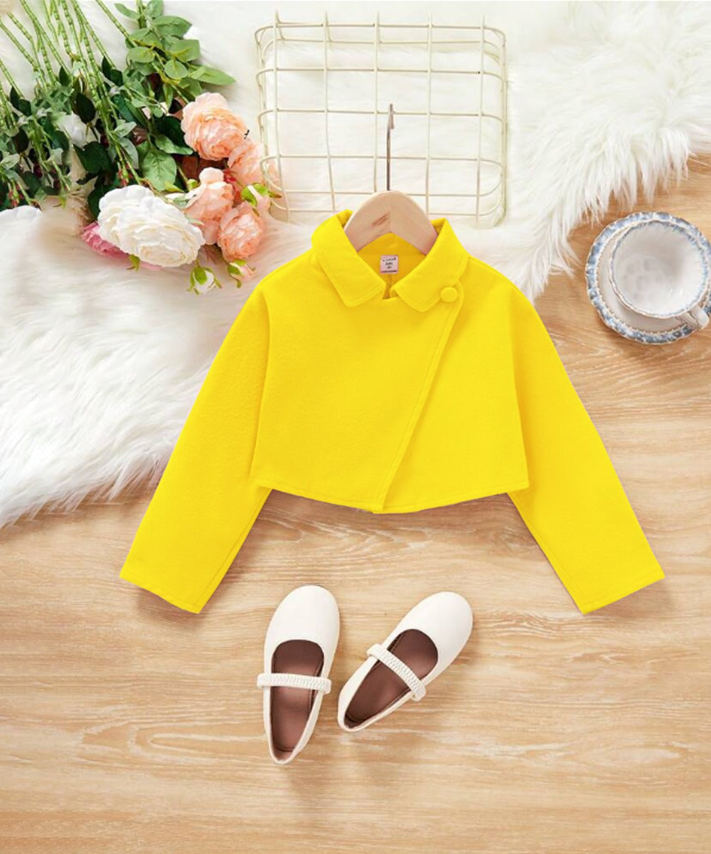 Yellow Cross Button Jacket for Kids