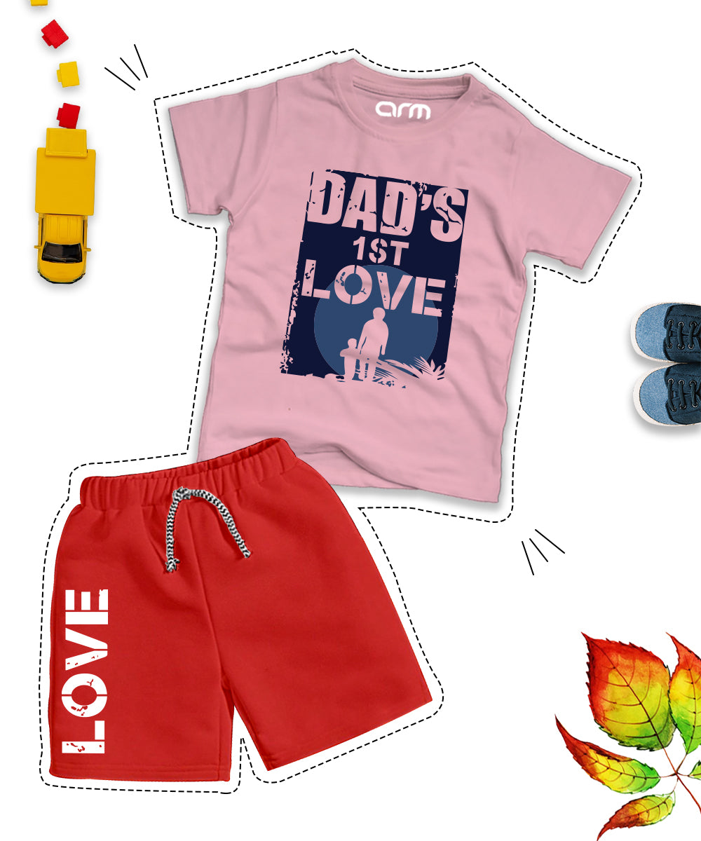 Dad's 1st Love Printed T-Shirt & Black Short Set