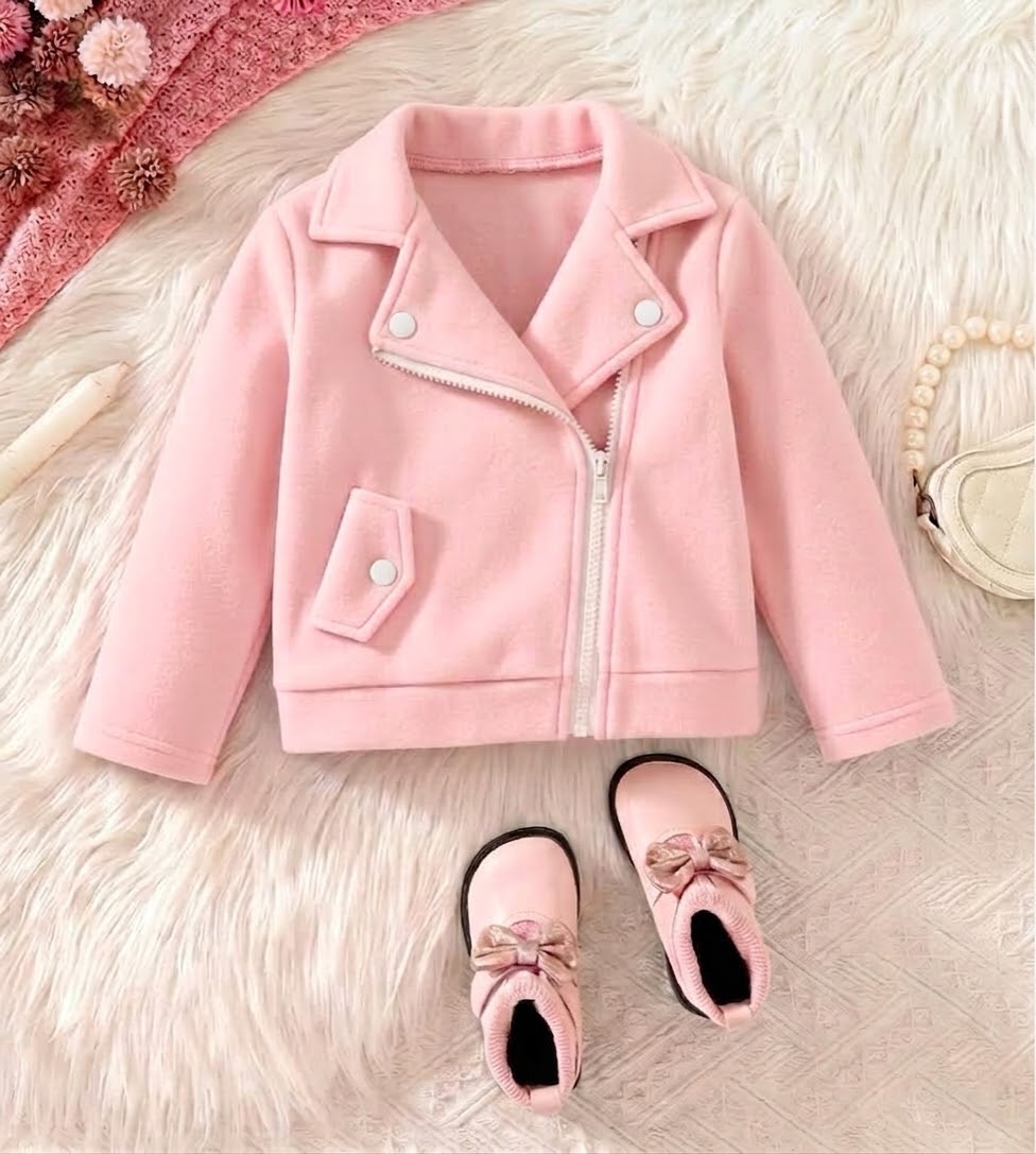 Pink Cross Zipper Jacket for Kids