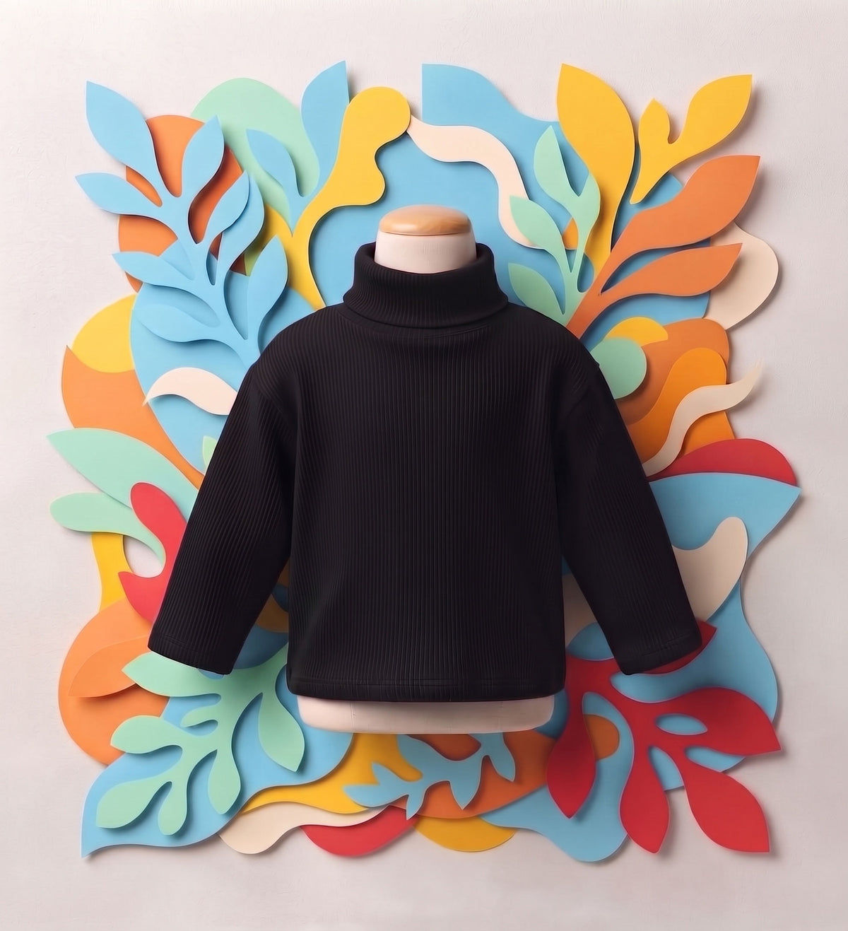 Black Basic High Neck for Kids