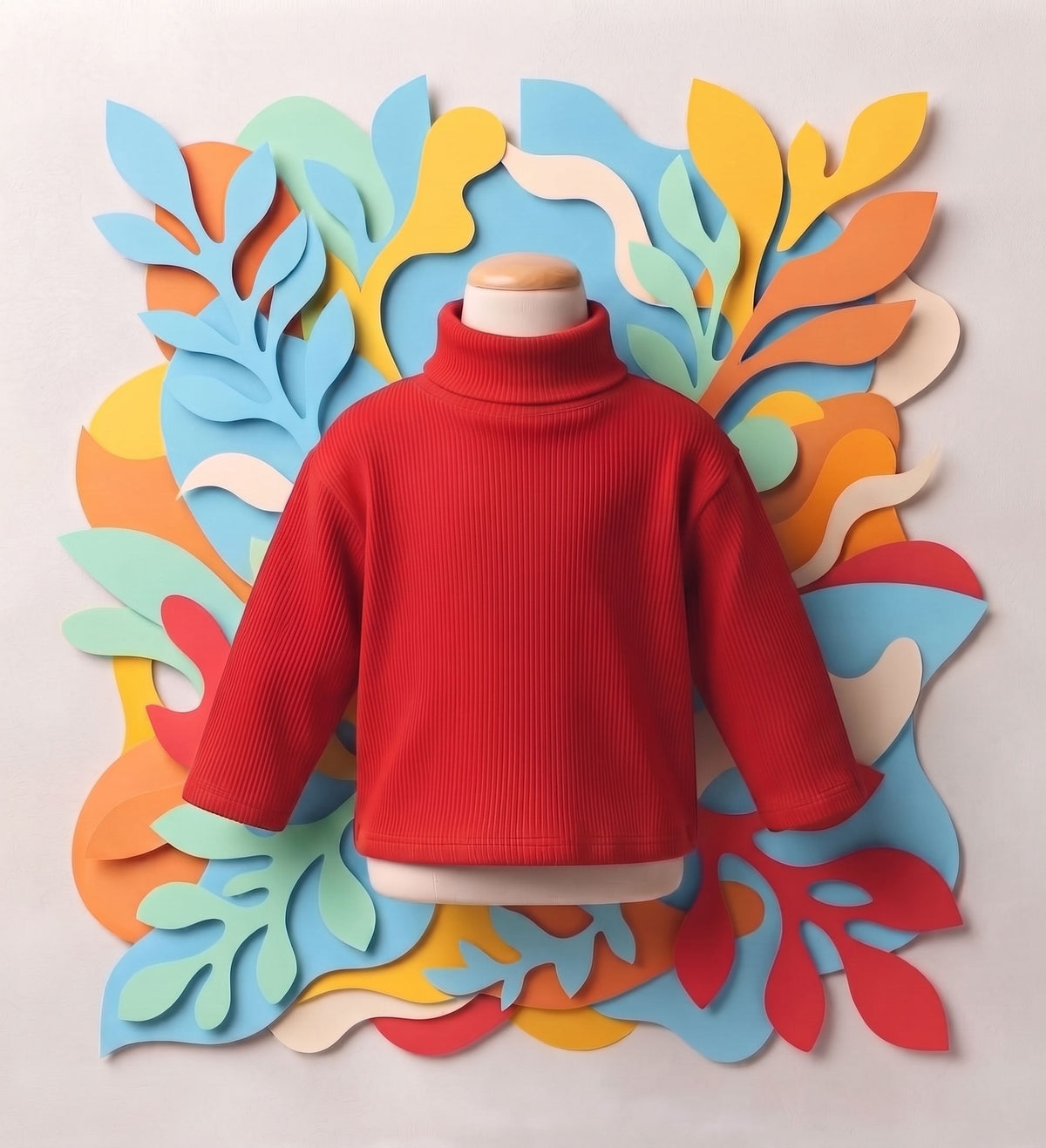 Red Basic High Neck for Kids