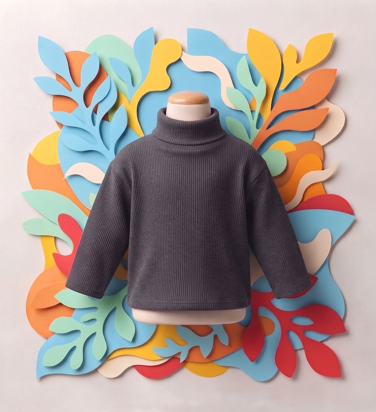Charcoal Basic High Neck for Kids