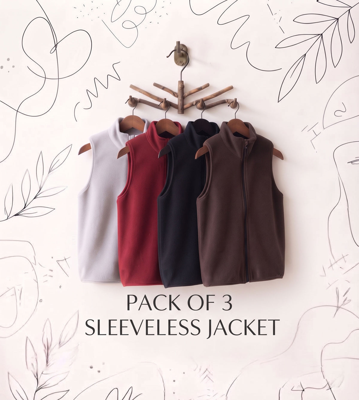 Pack of 3 Junior Sleeveless Jacket