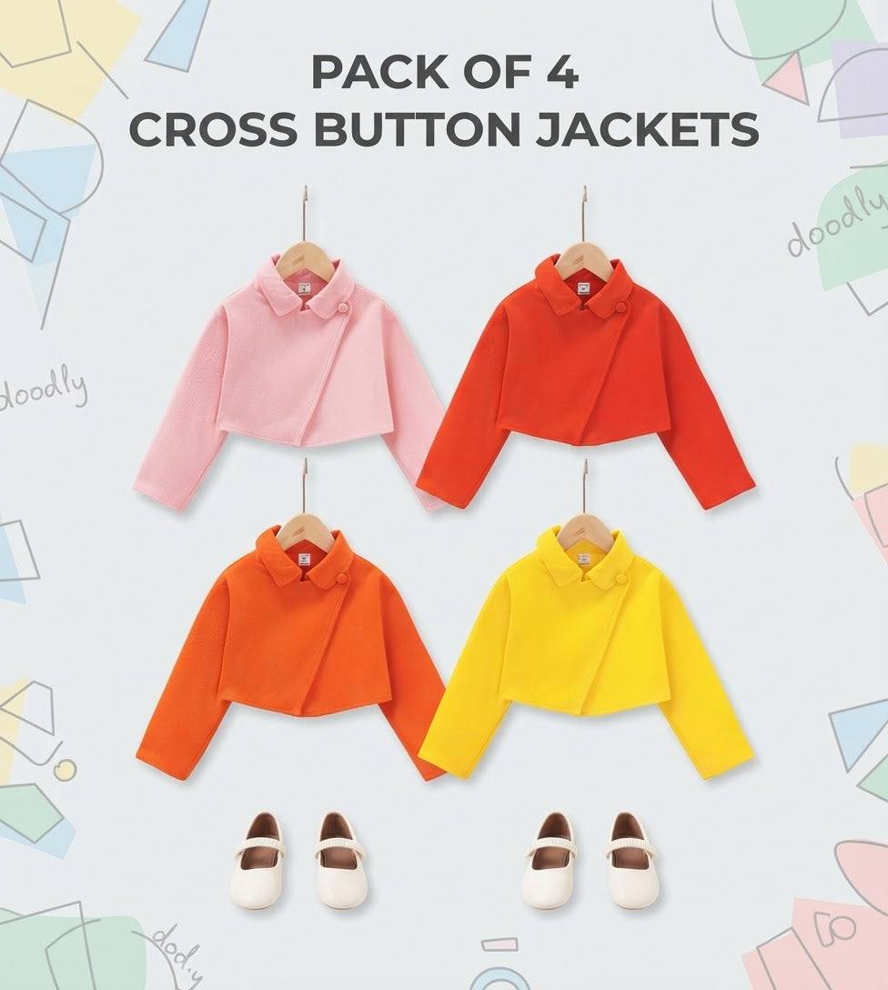 Pack of 4 Cross Button Jacket for Kids
